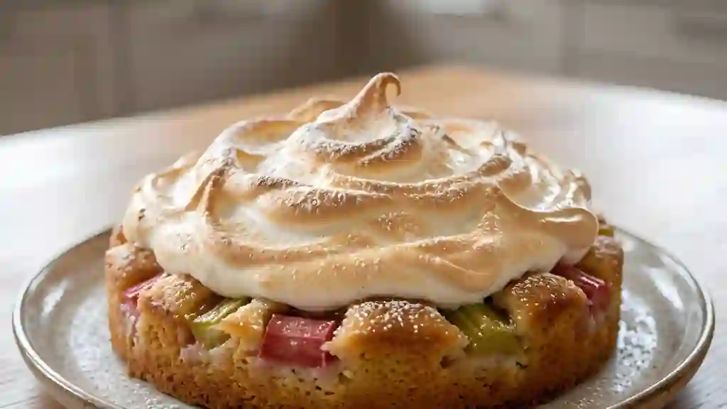Gâteau Rhubarbe et Meringue Nuageuse - Photo de présentation
