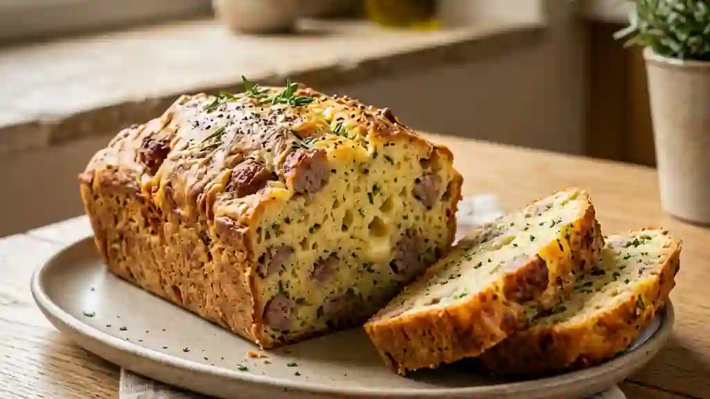 Cake aux saucisses doré et fondant - Photo de présentation