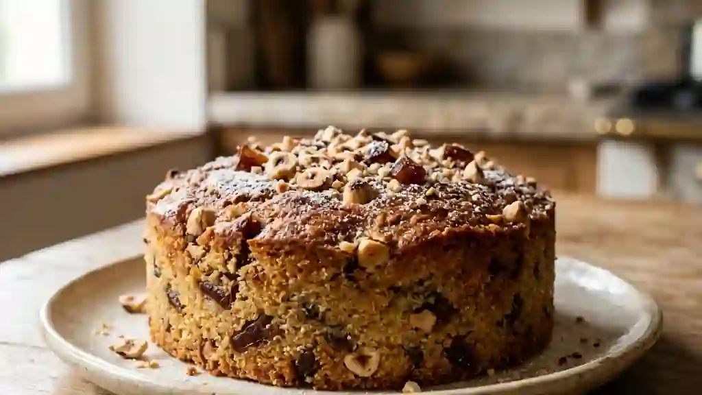 Gâteau semoule, dattes et noisettes croquantes - Photo de présentation