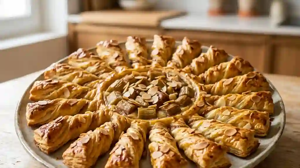 Soleil feuilleté à la rhubarbe et amandes - Photo de présentation