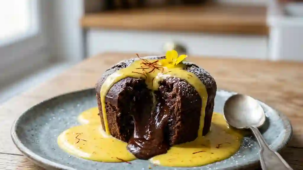 Cœur Coulant Chocolat Noir et Infusion Safran - Photo de présentation
