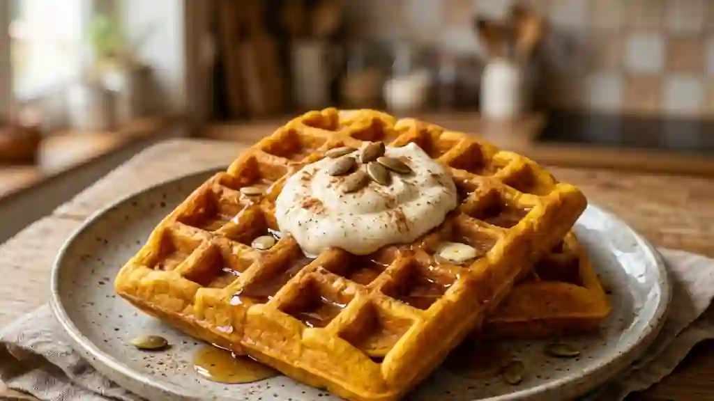 Gaufres fondantes au potiron et à la cannelle - Photo de présentation