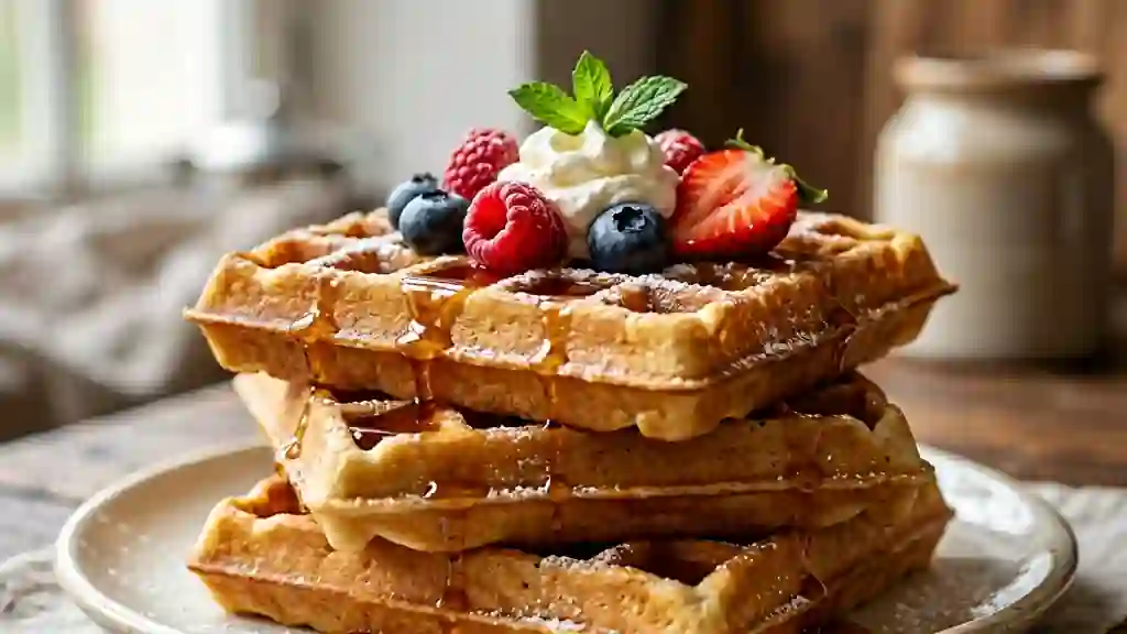 Gaufres dorées au beurre et à la vanille - Photo de présentation