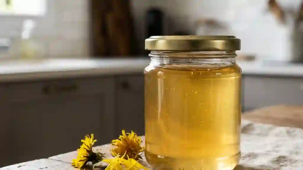 Gelée de pissenlits dorée et florale - Photo de présentation