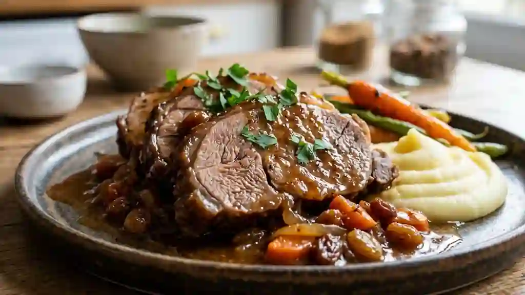 Gigot d'agneau confit au miel et raisins - Photo de présentation
