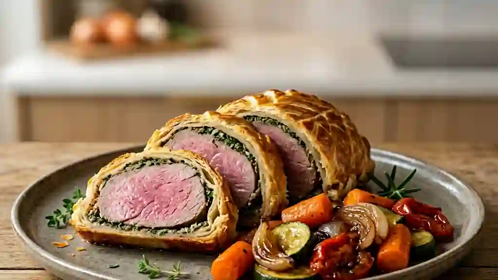 Gigot en croûte croustillante et légumes confits - Photo de présentation
