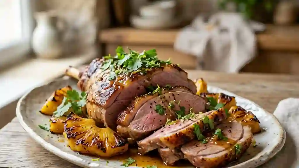 Gigot d'agneau fondant à l'ananas rôti - Photo de présentation