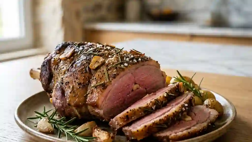 Gigot d'agneau juteux en croûte de sel - Photo de présentation