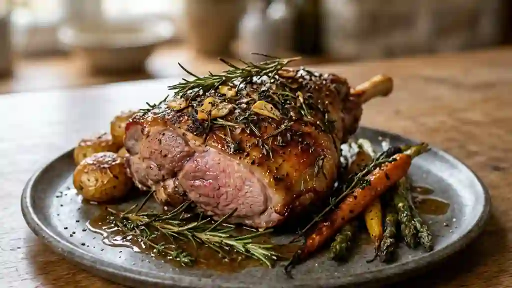 Gigot d'agneau fondant aux herbes fraîches - Photo de présentation
