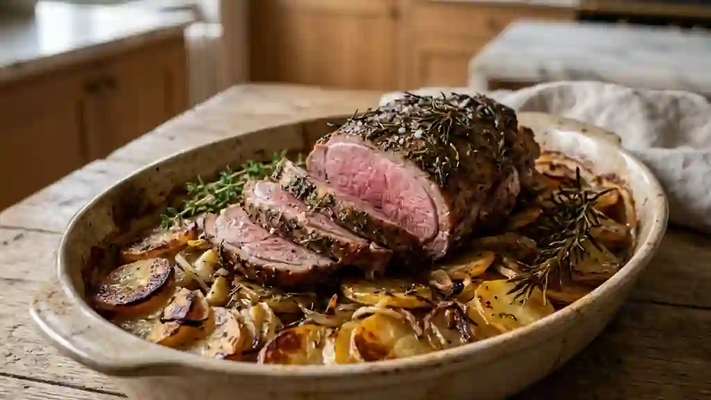 Gigot d'agneau et pommes boulangères fondantes - Photo de présentation