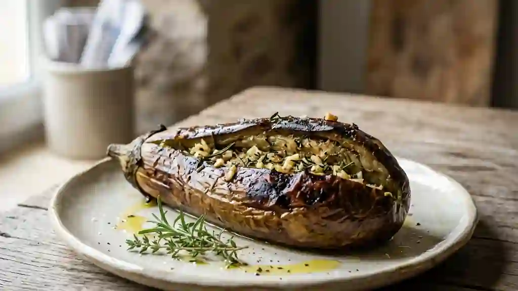 Aubergines confites à l'ail et romarin - Photo de présentation