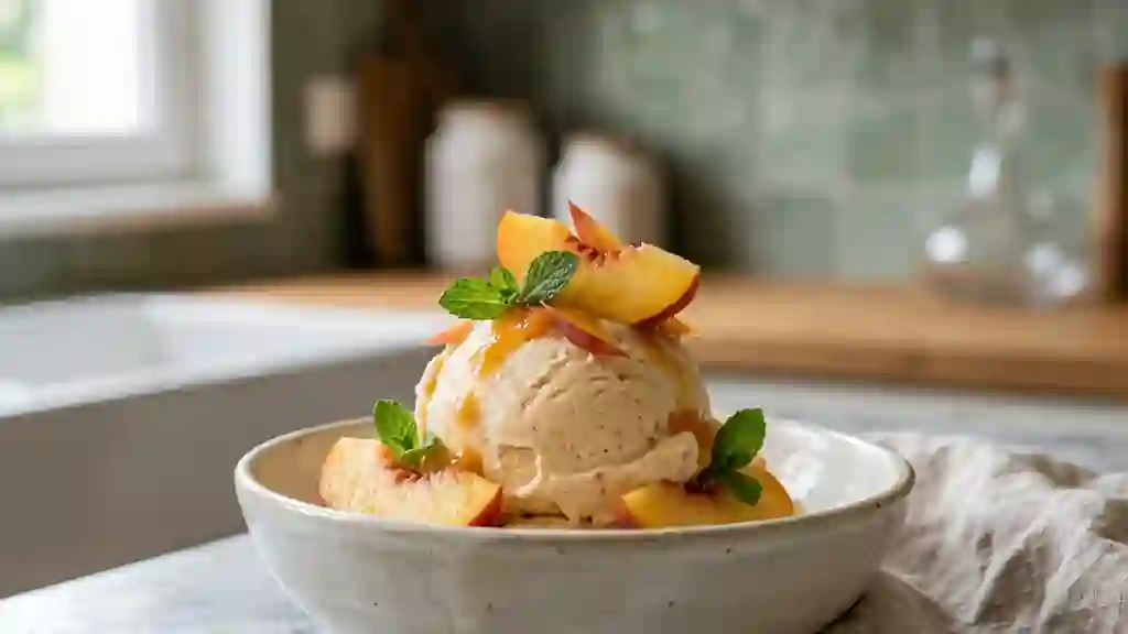 Glace Fondante à la Pêche et Crème Fraîche - Photo de présentation