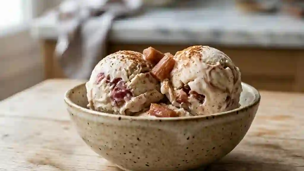 Glace rhubarbe cannelle fondante et épicée - Photo de présentation