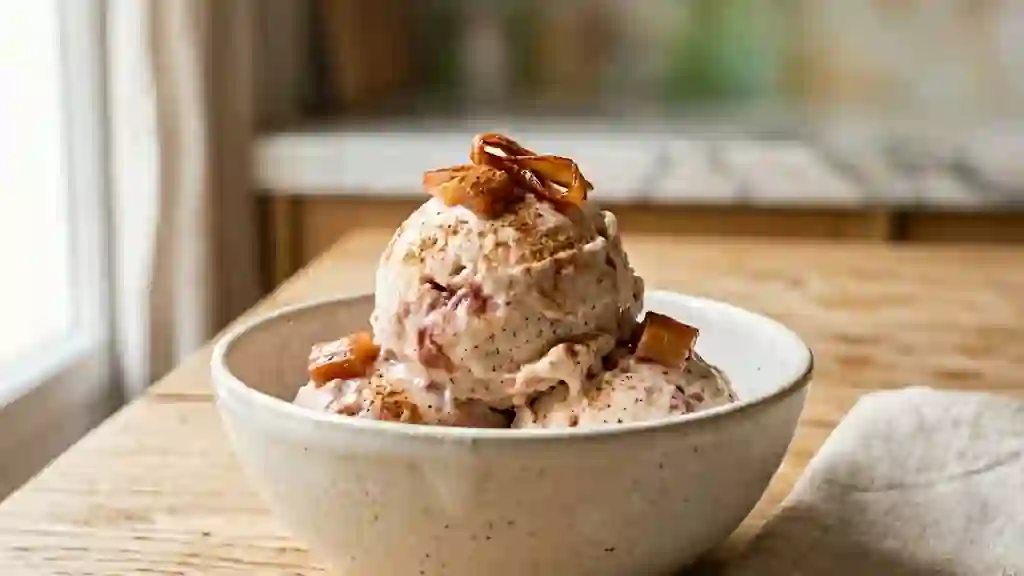 Crème Glacée Rhubarbe Acidulée et Cannelle - Photo de présentation
