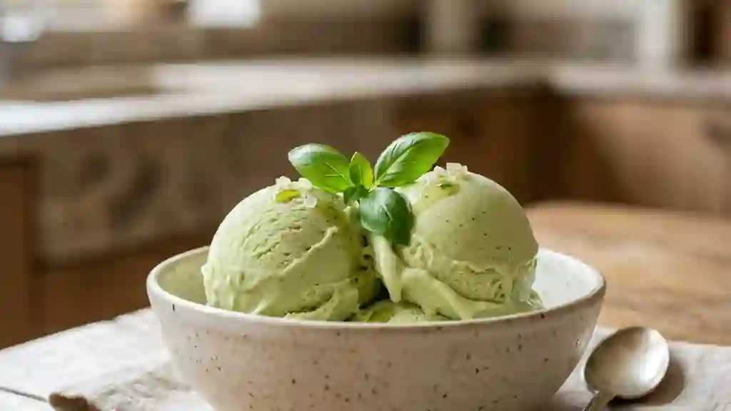 Glace onctueuse au basilic frais - Photo de présentation