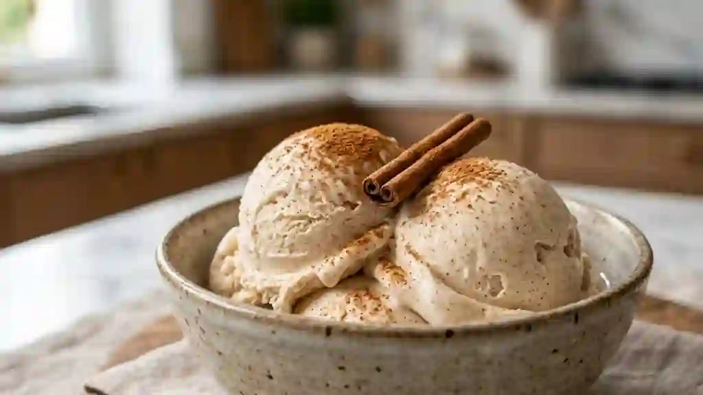 Glace onctueuse au lait et cannelle parfumée - Photo de présentation