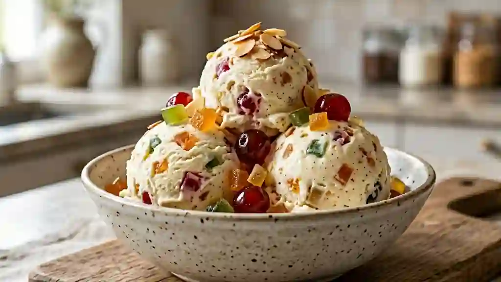 Glace onctueuse aux éclats de fruits confits - Photo de présentation
