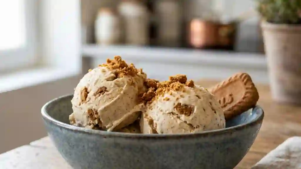 Crème glacée fondante au spéculoos croquant - Photo de présentation