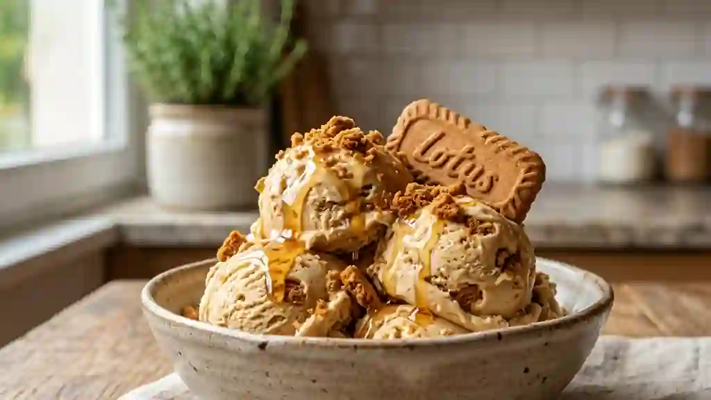 Crème glacée onctueuse spéculoos et miel - Photo de présentation