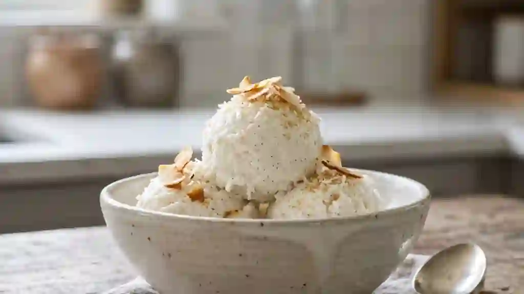 Glace coco crémeuse et éclats de pulpe - Photo de présentation