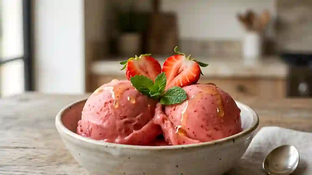 Glace fraise et banane au miel - Photo de présentation