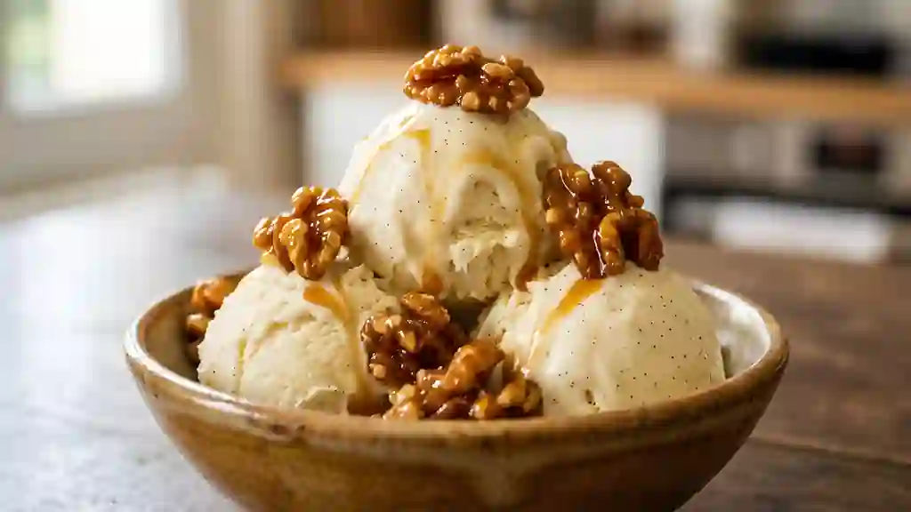 Glace Vanille Onctueuse et Noix Croquantes - Photo de présentation