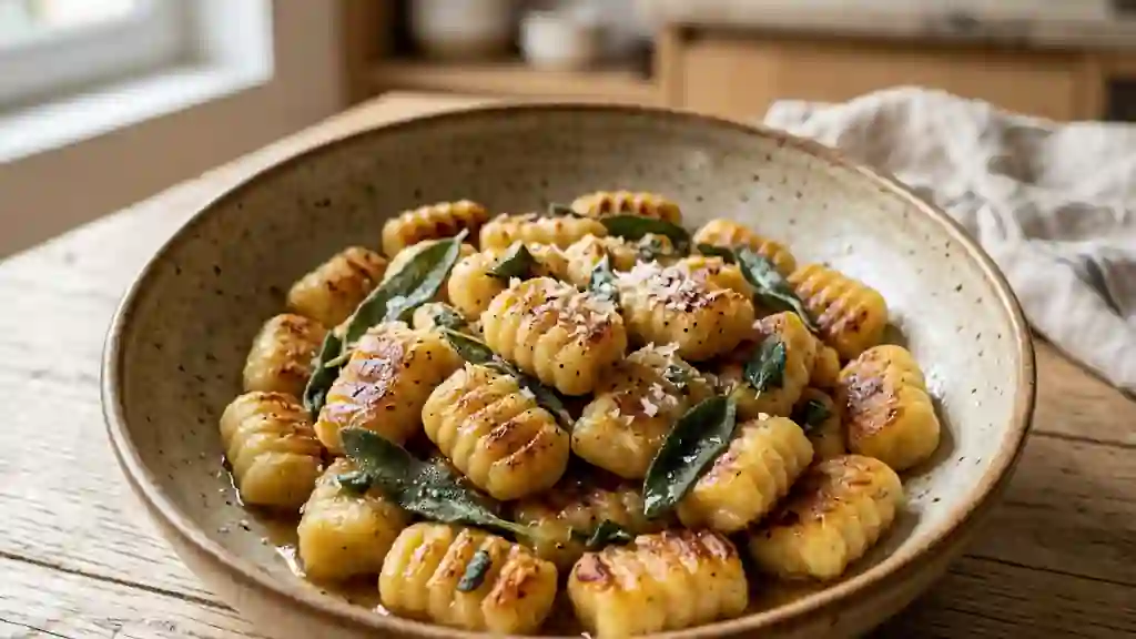 Gnocchis fondants au beurre de sauge doré - Photo de présentation