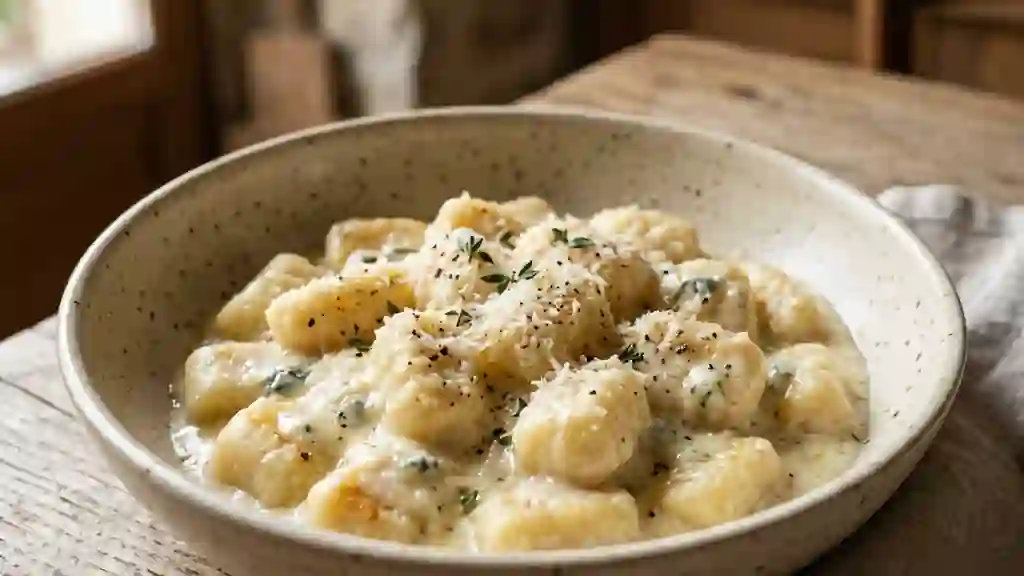 Gnocchis fondants au gorgonzola et parmesan - Photo de présentation