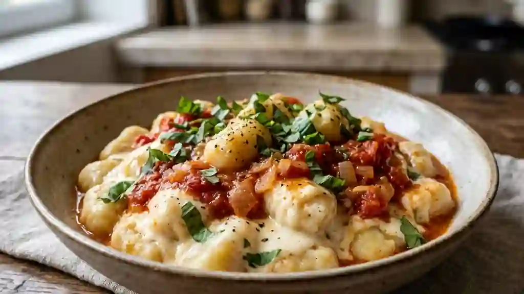 Gnocchis fondants au fromage blanc et tomate - Photo de présentation
