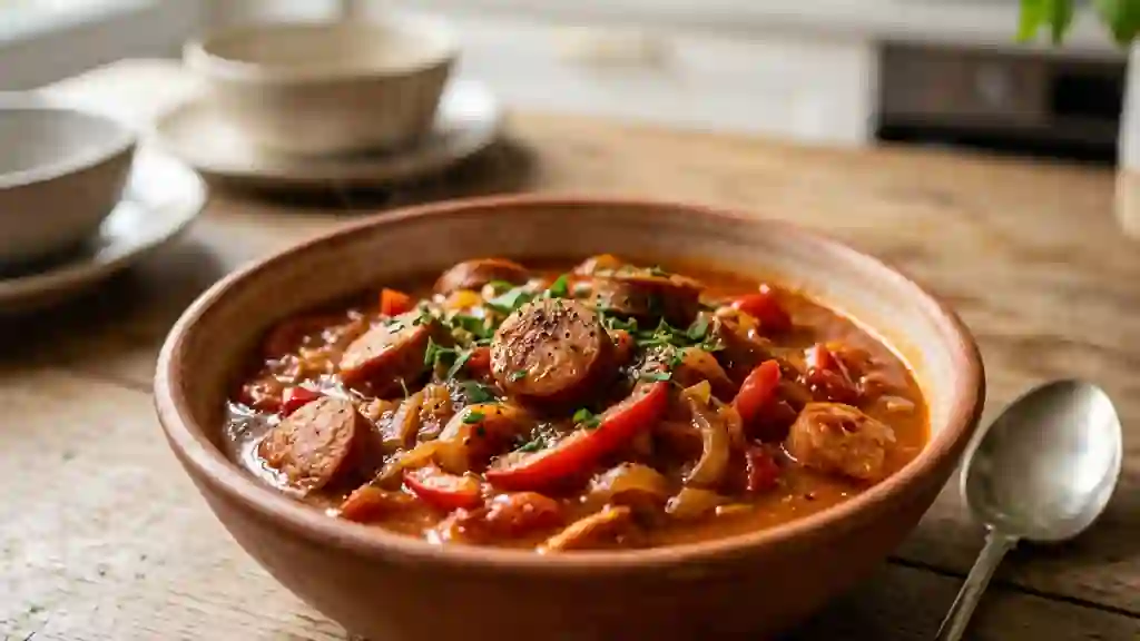 Goulash de cervelas fondant au paprika - Photo de présentation