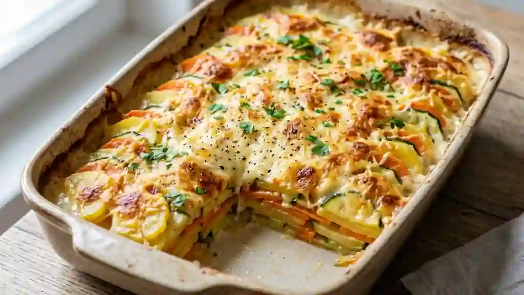 Gratin tricolore fondant et sa croûte dorée - Photo de présentation