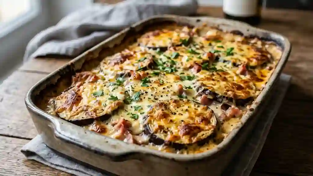 Gratin d'aubergines fondant au jambon - Photo de présentation
