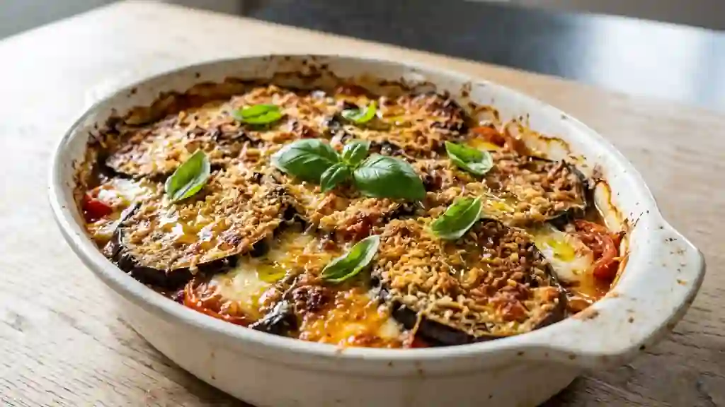 Aubergines à la sicilienne fondantes et gratinées - Photo de présentation