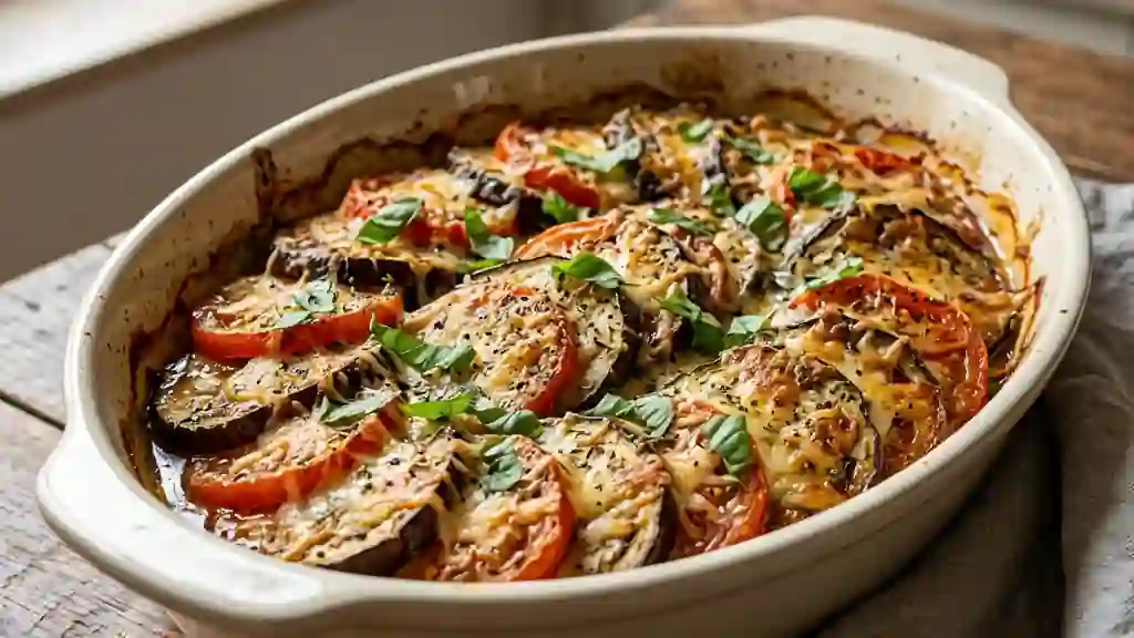 Gratin fondant d'aubergines et tomates - Photo de présentation