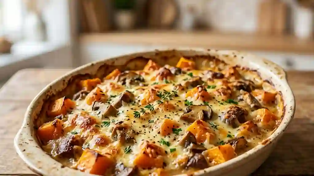Gratin fondant potiron et bolets sauvages - Photo de présentation