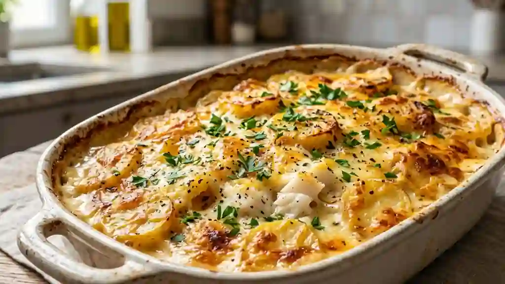 Gratin de cabillaud fondant et doré - Photo de présentation