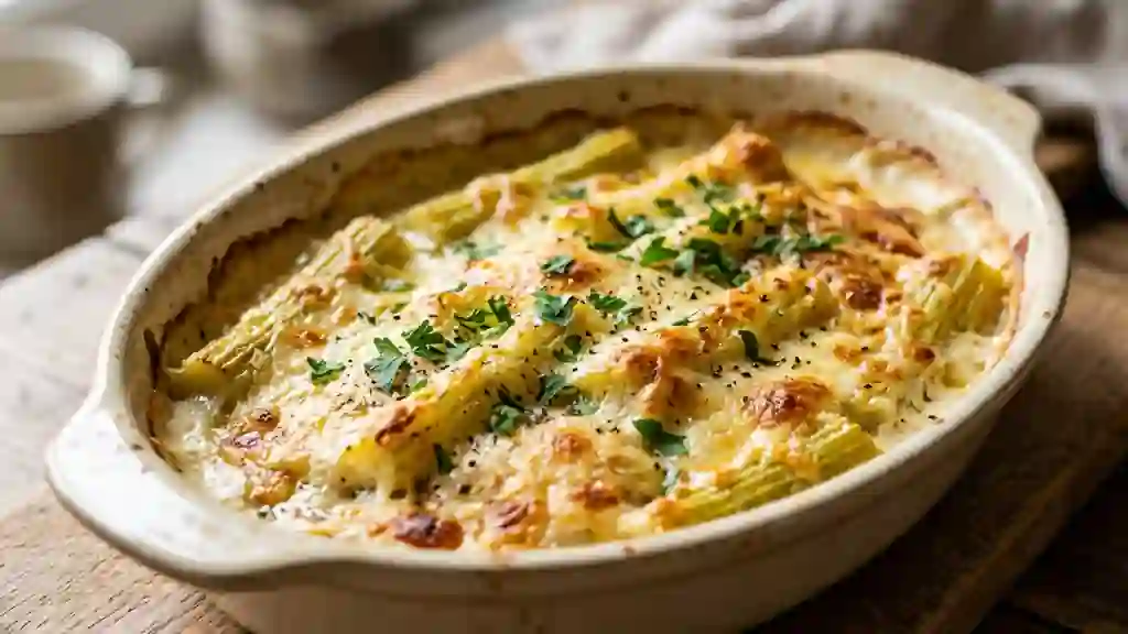Céleris branches gratinés au fromage fondant - Photo de présentation