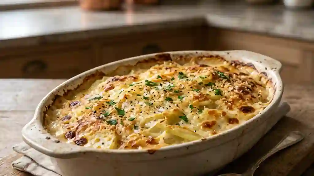 Gratin de chayottes fondant à la crème - Photo de présentation