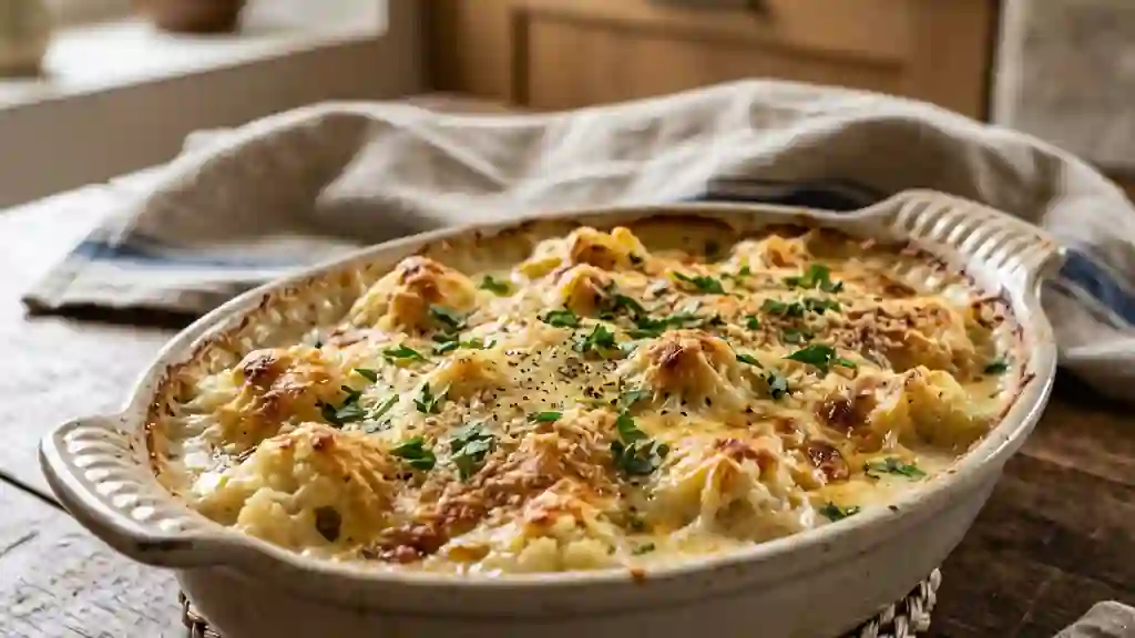 Gratin de chou-fleur crémeux et doré - Photo de présentation