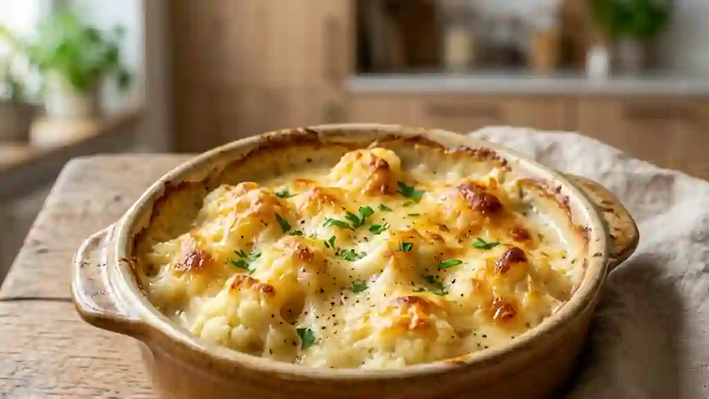 Chou-fleur gratiné fondant et léger - Photo de présentation