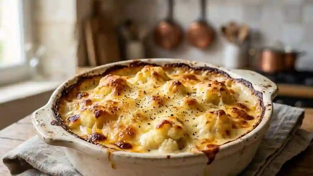 Gratin de chou-fleur fondant et doré - Photo de présentation