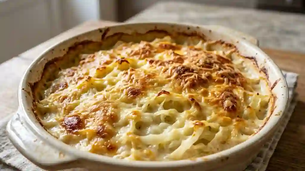Gratin de chou blanc crémeux et fondant - Photo de présentation