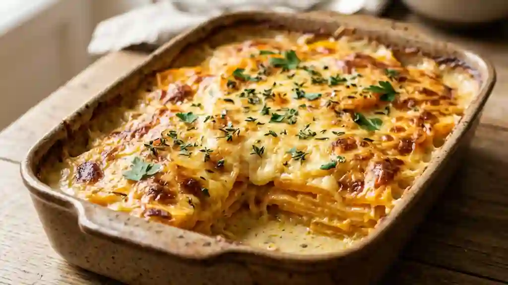 Gratin de courge crémeux à la croûte dorée - Photo de présentation