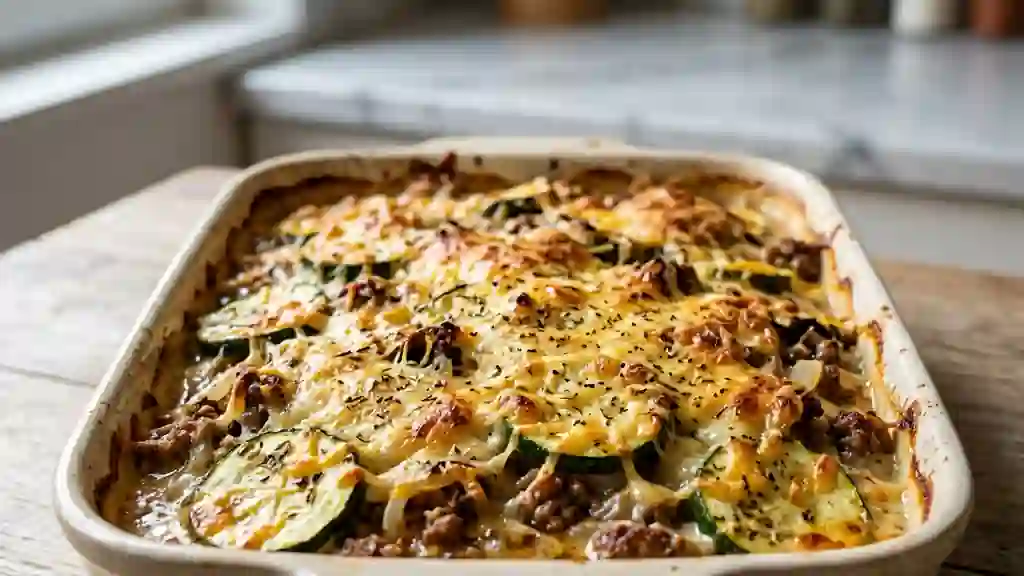 Gratin fondant courgettes et bœuf grillé - Photo de présentation