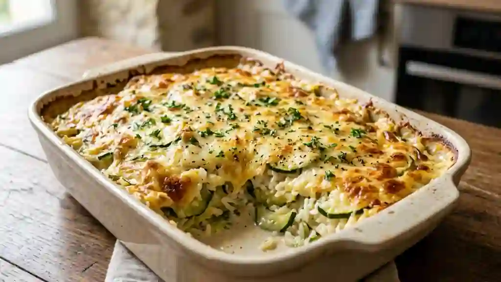 Gratin de courgettes au riz crémeux - Photo de présentation