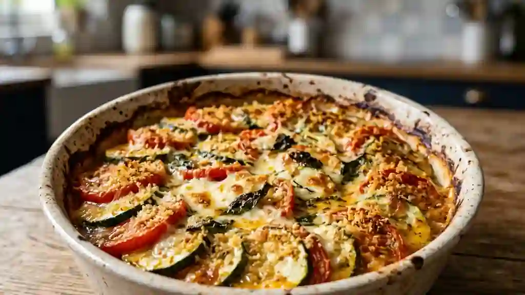 Gratin fondant courgette, tomate et mozzarella - Photo de présentation