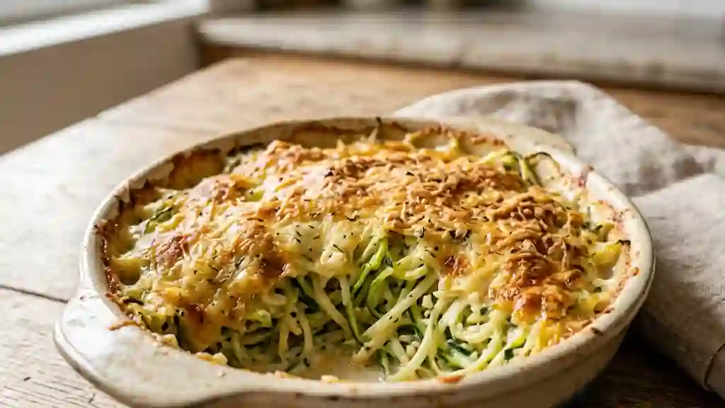 Spaghetti de courgettes crémeux et gratiné - Photo de présentation