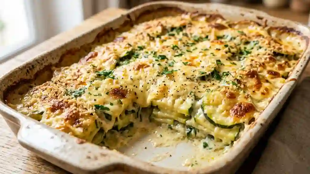 Courgettes fondantes gratinées au fromage - Photo de présentation