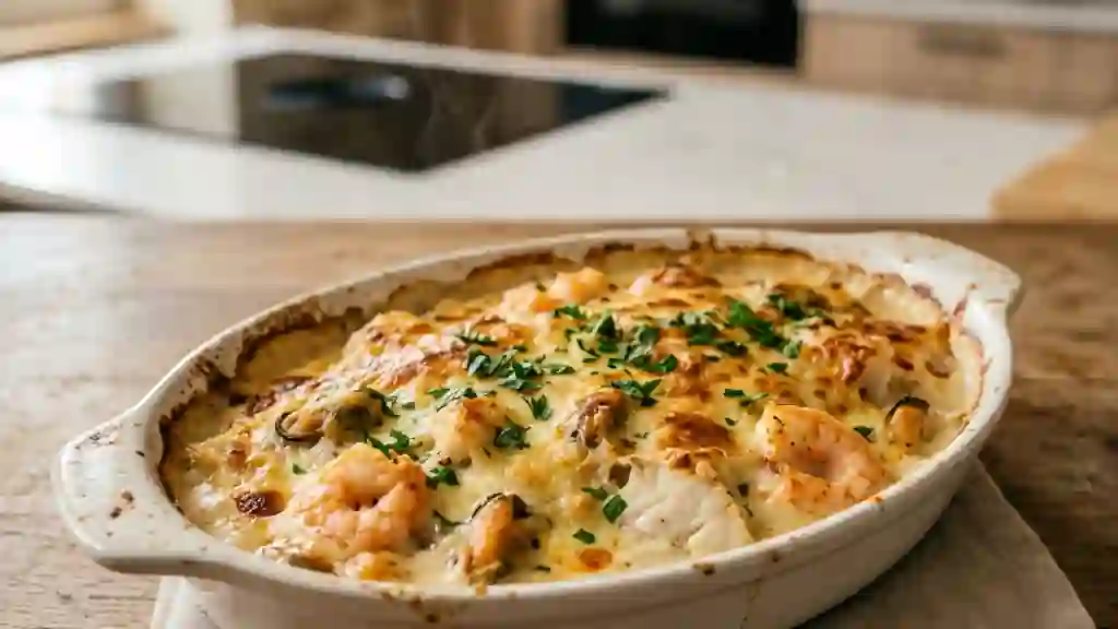 Gratin de la mer onctueux et persillé - Photo de présentation