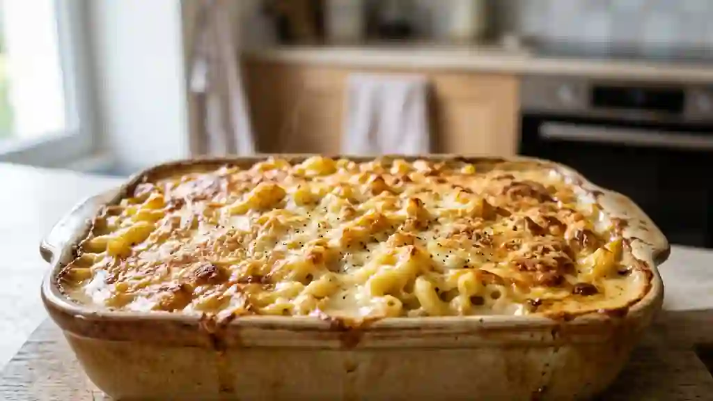 Macaroni fondants au gratin de fromage - Photo de présentation
